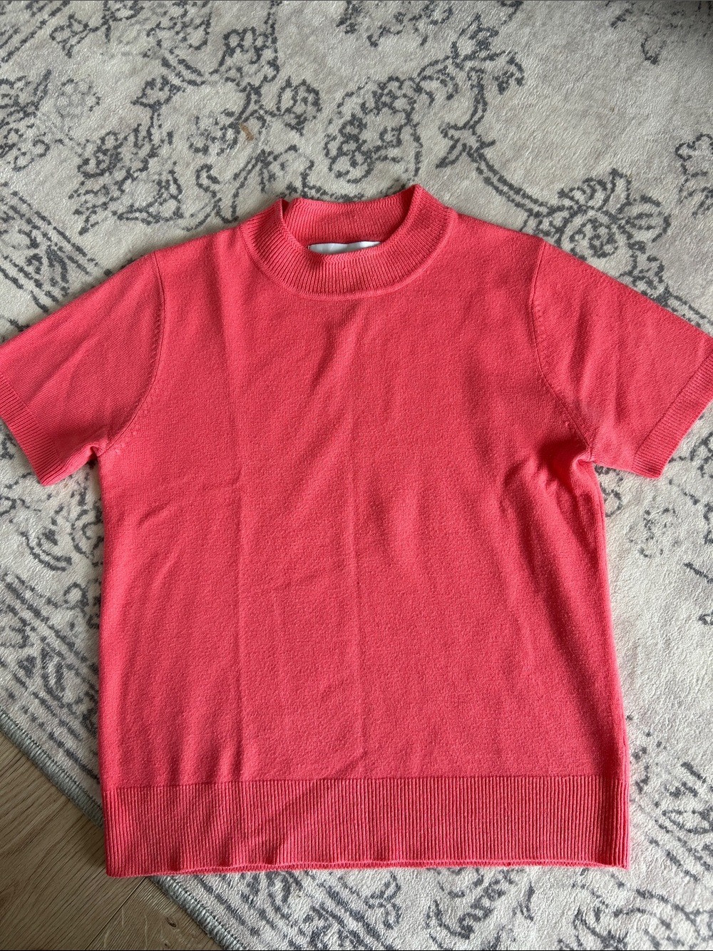 Short Sleeve Mock Neck Top in Pink